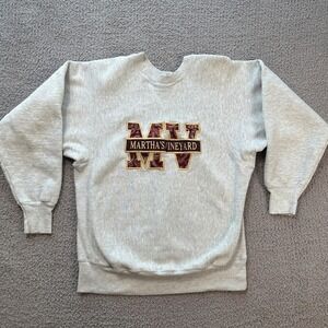 Vintage Martha's Vineyard Sweatshirt Made in USA Gray MV Patch Crewneck M Doyle